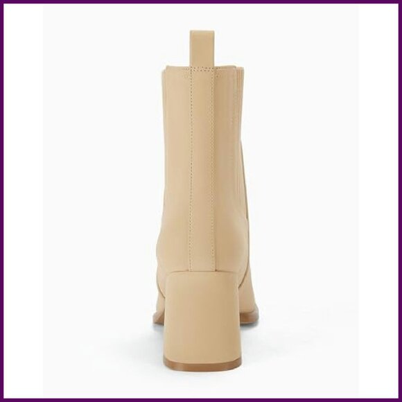 Women's Chunky Heel Slip On Ankle Boots Square Toe Faux Suede - Picture 5 of 6